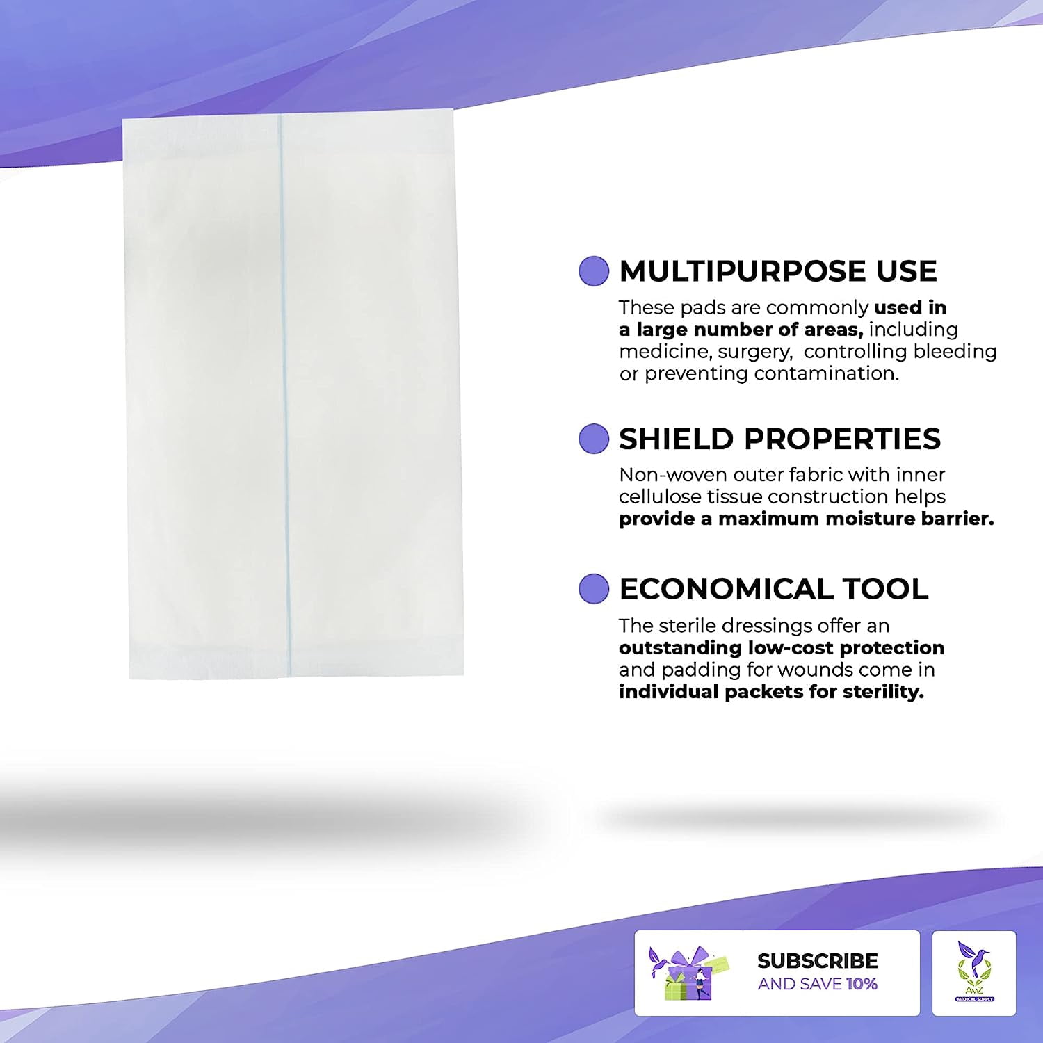 Dukal 5944 Abdominal Pads Non Sterile 10 in. x 12 in. (Pack of 25)