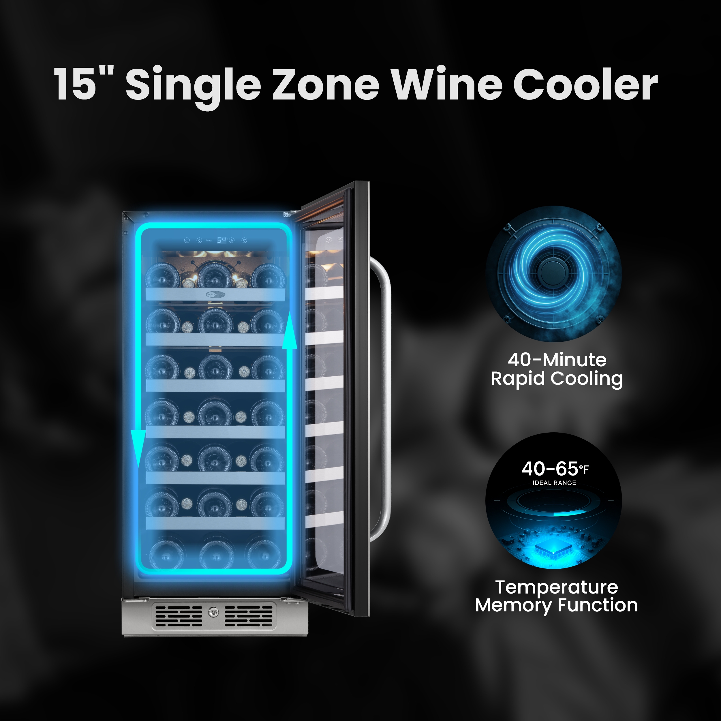 Whynter 15 inch Wine Refrigerator, 33 Bottle Wine Fridge Freestanding & Built-in Wine Cooler