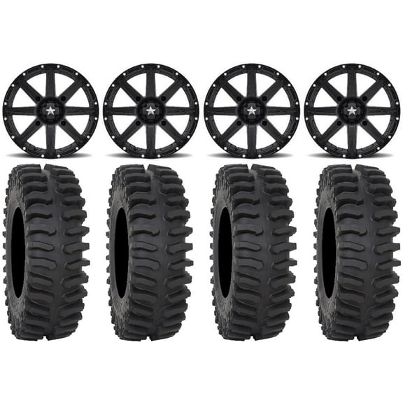 MSA Black Clutch 14" UTV Wheels 27" XT400 Tires Kawasaki Teryx Mule