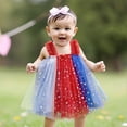 thumbnail image 3 of BemeyourBBs Toddler Baby Girl 4th of July Dress Outfit Baby Girl Patriot Independence Day Summer Clothes Sleeveless Star Red White Blue Layered Tutu Tulle Dress Little Girls Cake Smash Party Clothes, 3 of 10