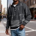 thumbnail image 2 of LWavelet Men's Denim Patchwork Polo Shirt - Retro Vibe, Perfect for Casual Leisure & Spring Outfits Black 3XL, 2 of 5