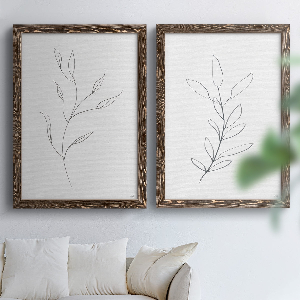 Botanical Gesture I - Premium Framed Canvas 2 Piece Set - Ready to Hang