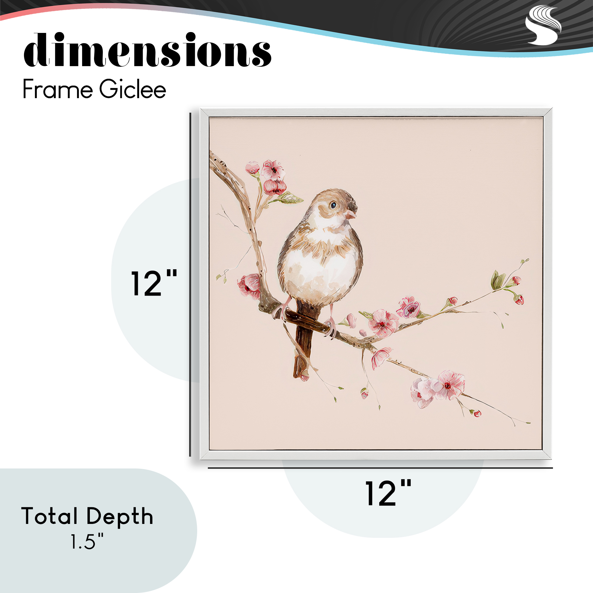 Sweetest Brown Bird White Framed Giclee Art, design by Lisa Wehmeyer