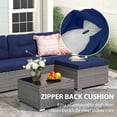 thumbnail image 5 of JOIVI 3 Pieces Patio Conversation Set, PE Wicker Rattan Outdoor Furniture Set, 2 Ways Small Sectional Sofa with Cushions, Tempered Glass Coffee Table, Navy Blue, 5 of 9