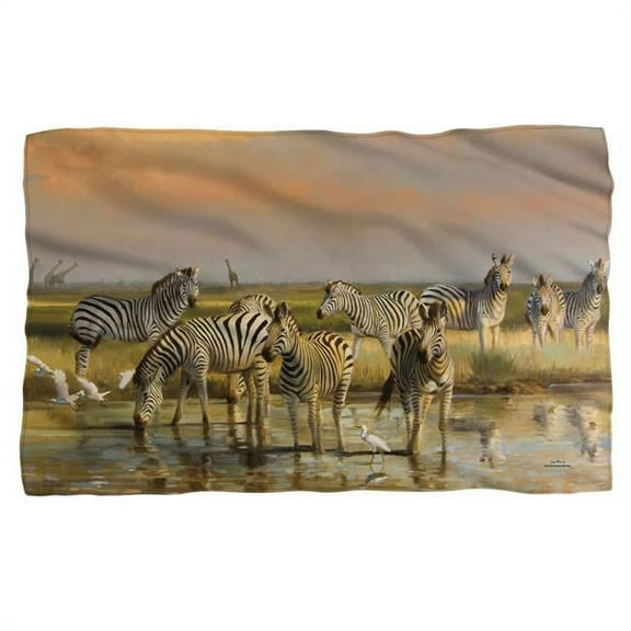 Trevco WW402-BKT1-36x58 36 x 58 in. Wild Wings & Sundowners 2 Polyster Fleece Blanket, White