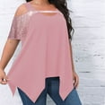 thumbnail image 5 of Aboser Sparkly Sequin Shirts Women Plus Size Party Tops Elegant Cold Shoulder T Shirt Flowy Scoop Neck Blouses for Ladies Night Out Evening Party Shirts Trendy Shimmer Glitter Blouse Tops, 5 of 9