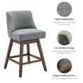 thumbnail image 5 of Modern Swivel Bar Stools Set of 6, Grey Counter Height Bar Stools with Back for Kitchen Island, Fabric Upholstered Island Chairs with Wood Legs, Barstool Chairs, Sillas para Barra de Cocina, 5 of 11