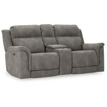 Bowery Hill Contemporary Faux Leather Reclining Loveseat in Gray