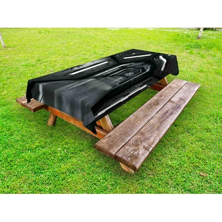 

Outer Space Outdoor Tablecloth Dark Futuristic Corridor of Spaceship Adventure Technology Sci Fi Art Prints Decorative Washable Fabric Picnic Tablecloth 58 X 120 Inches Dark Grey by Ambesonne