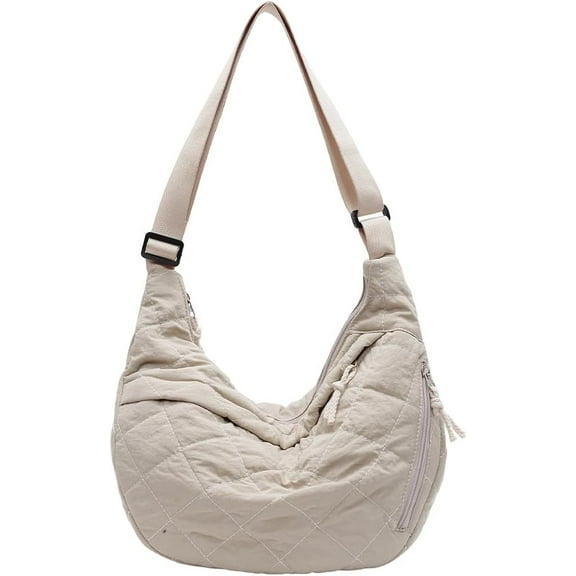 JUYGO Puffer Quilted Shoulder Bag Crescent Crossbody Bag Large Capacity Trendy Half Moon Bag Dumpling Bag