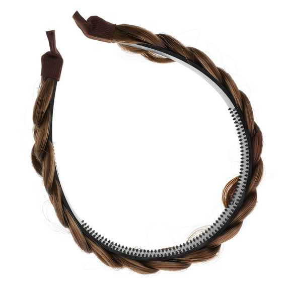 SEWCHICS fake braid headband Hair Braid Wig Headband Plastic Brown 1Set
