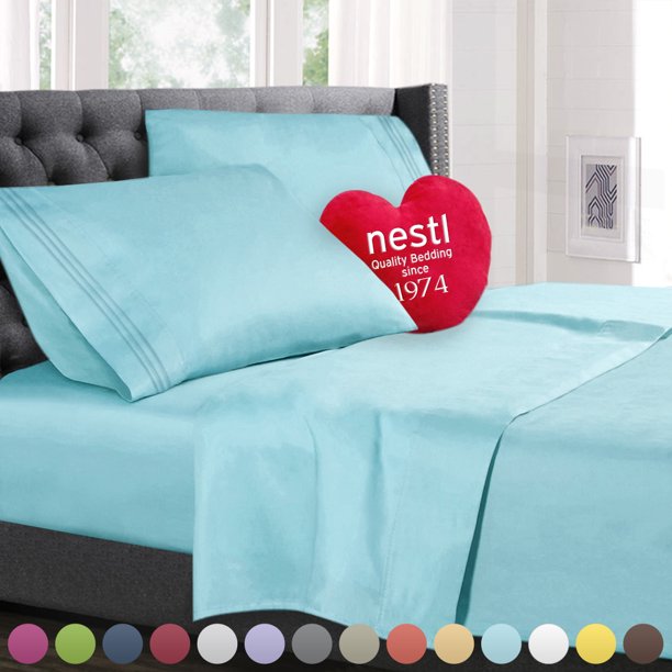 Nestl Bedding Premium 1800 Deep Pocket 4 Piece Bed Sheet Set Hotel