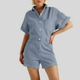 thumbnail image 2 of SRZYMJ Business Casual Jumpsuit for Women Stylish Women's Denim Jumpsuit Casual Summer Short Sleeve Romper Featuring Functional Pockets And Comfortable, 2 of 9