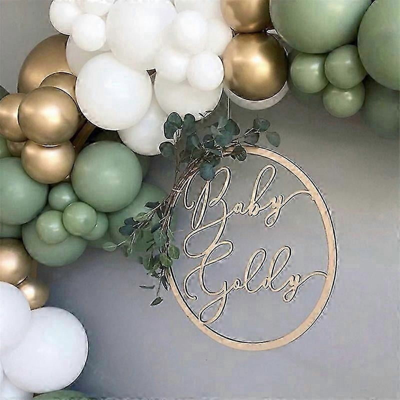 137PCS Green Balloon Arch Kit, Green White Balloon Arch with Sage Green Balloons Metallic Gold Balloons