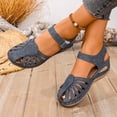 thumbnail image 5 of UTTOASFAY Womens Sandals Summer Ladies Shoes Wedge Heel Retro Hollow Out Casual Women's Sandals Blue 7, 5 of 9