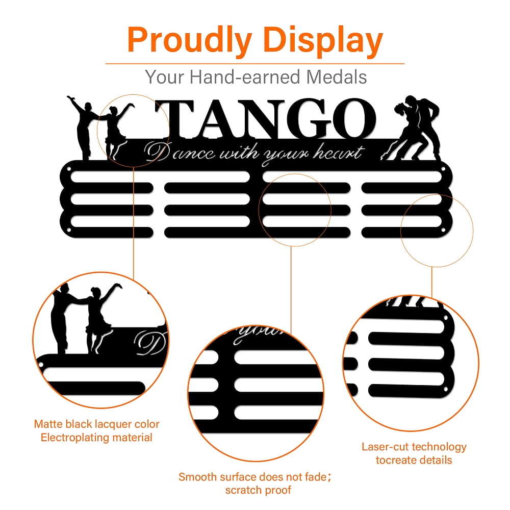 Tango Medal Hanger Display Sports Medal Holder Ballroom Dance Iron Competition Medals Display Rack for 60+ Medals Ribbon Decorative Awards Ribbon Hooks for Athletes Players Gift DIY