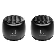 Fashionit U Speakers Micro Bluetooth Computer Speaker 2-Pack Bundle with Matching Speaker, Built-In Mic & Selfie Remote Control, for Workspace, Desktop, Laptop, Mobile, Tablet, PC - Black