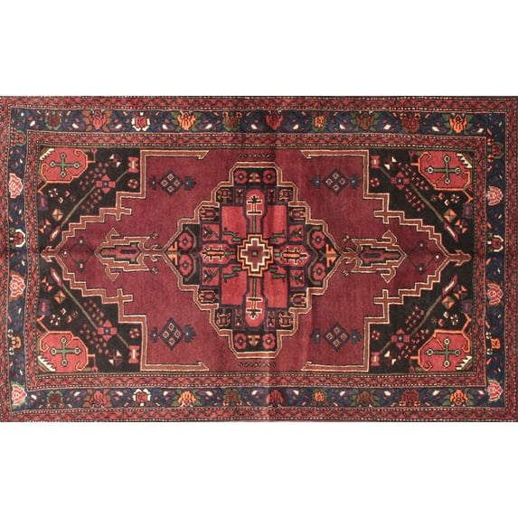 Ahgly Company Indoor Rectangle Traditional Chestnut Brown Persian Area Rugs, 7' x 10'