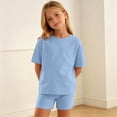 thumbnail image 5 of fatyb Girls Clothes Summer 2 Piece Outfits Short Sleeve T Shirts and Biker Shorts Kids Clothing Sets, 5 of 6