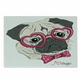 thumbnail image 1 of Pug Cutting Board, Dog with Heart Shaped Glasses and Dotted Bow Tie I Love Pugs Drawing, Decorative Tempered Glass Cutting and Serving Board, Small Size, Pink Grey White, by Ambesonne, 1 of 1