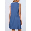 thumbnail image 4 of YOGAFOX Women's Summer Casual Beach Vacation Sleeveless Crewneck Mini Dresses(DarkBlue,L), 4 of 7