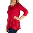 thumbnail image 3 of 24seven Comfort Apparel Plus Size Three Quarter Sleeve V-Neck Tunic Top, 3 of 4