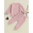 thumbnail image 4 of Bagilaanoe 2PCS Toddler Baby Girl Pants Set Letter Embroidery Long Sleeve Sweatshirt Pullover Tops + Drawstring Sweatpants 3M 6M 12M 18M 24M 3T Kids Casual Sweatsuits, 4 of 9
