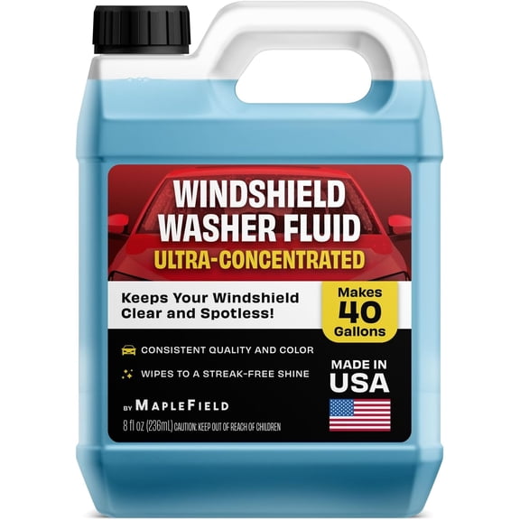 Windshield Washer Fluid Concentrate - 8 Fl Oz, Makes 40 gal - All-Season Streak-Free Windshield Wiper & Window Washer Fluid
