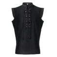 thumbnail image 1 of Timegard Tank Tops Men Half High Neck Drawstring Sleeveless Solid Color Tee Shirts Top Casual Fashion, 1 of 7