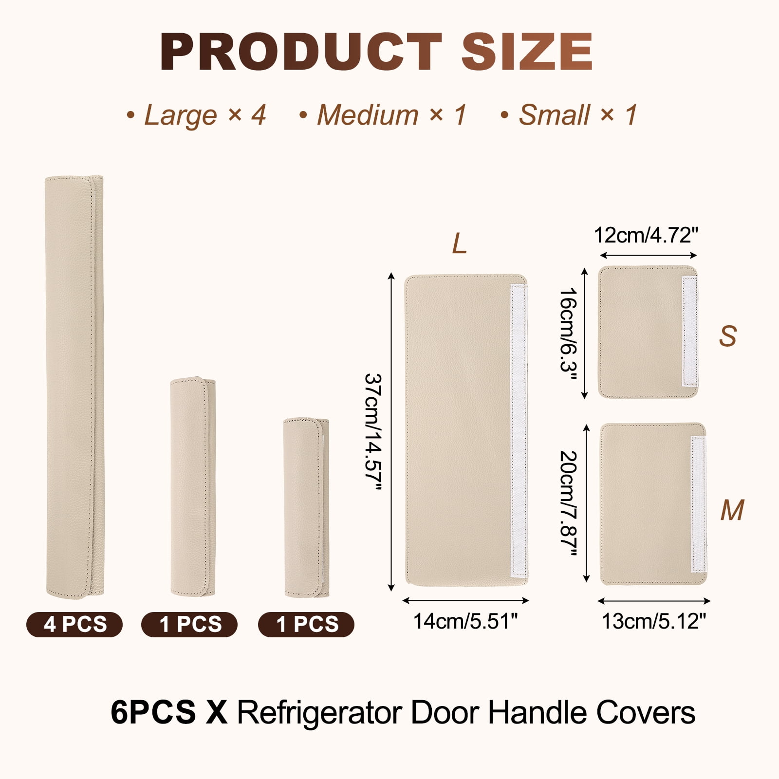 Uxcell 6Pcs Refrigerator Door Handle Covers, PU Leather Kitchen Appliance Handle Protector, Anti-Static Fridge Handle Cover Keep Your Microwave Oven Dishwasher Clean, Apricot