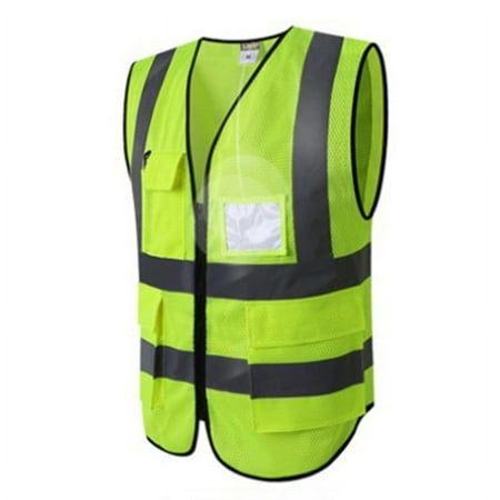 

High Visibility Reflective Safety Protective Vest Work Security Pockets Zip