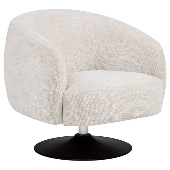 Coaster Dave Upholstered Barrel Back Swivel Club Chair, Beige