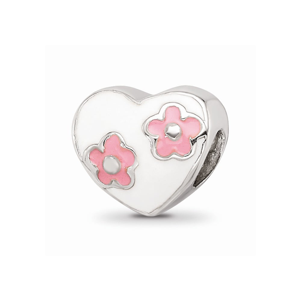 Sterling Silver Polished Reflections Elements Hearts Bead 