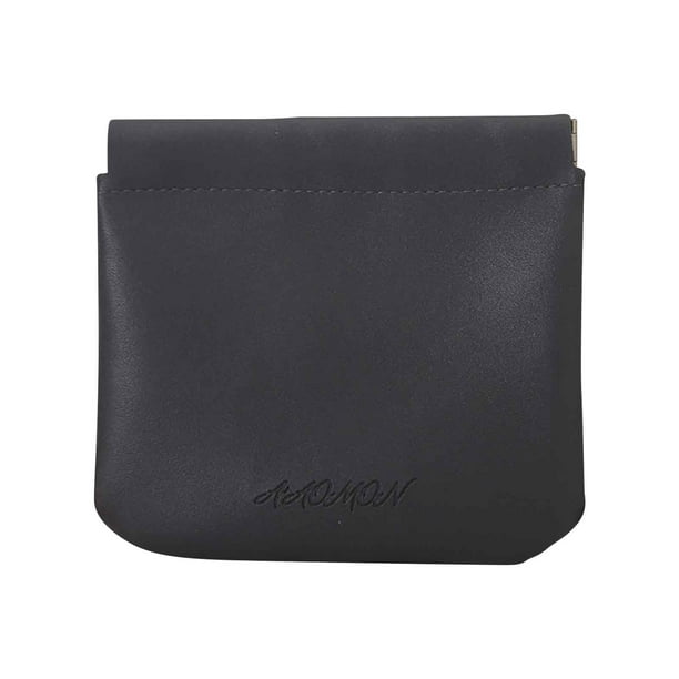Bolsa de maquillaje de cuero con cierre automático y metralla para mujer, pequeña bolsa de almacenamiento portátil para lápiz labial, mini bolsa para auriculares inalámbricos