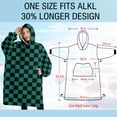 thumbnail image 4 of Oversized Wearable Blanket Hoodie,Teal and Black Checkerboard Pattern Sherpa Blanket Hoodie with Super Pockets,Super Warm Fuzzy Pullover for Women & Men, 4 of 6