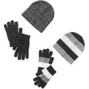 Womens Touch Glove and Beanie 4-Piece Set (Gray and Black)