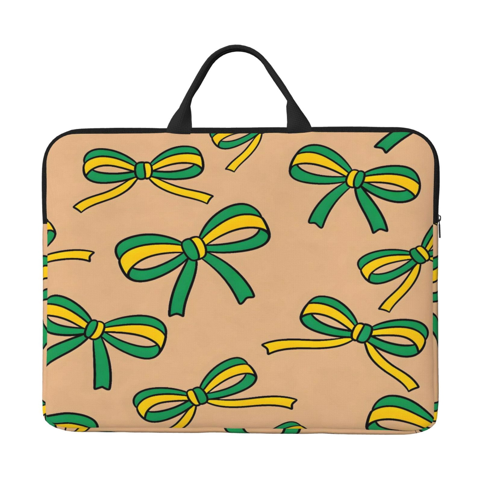 Laptop Sleeve Bag For Women Men 14inch Waterproof Durable Protective Computer Carrying Cover Handle Laptop Case Bag Green And Yellow Bow