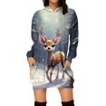 thumbnail image 2 of Women's Winter Dresses Fashion Women Christmas Prints Letter Print Hooded Pockets Sweatshirt Dress, Fall and Winter Comfortable Dress with Festive Design,Gray,S, 2 of 6