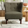 thumbnail image 2 of Miniyam Sherpa Boucle Accent Chair with Wooden Legs,Round Upholstered Armless Chair for Small Spaces,Reading Chair,Green, 2 of 12