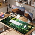 thumbnail image 6 of Large Mouse Pad with Wrist Support 4 in1 Set, XXL Big Game Mousepad + Keyboard Wrist Rest+Mouse Wrist Rest Pad +Coaster Gaming Mat for Women Men Home Office Computer I Green Plants Romantic Rain, 6 of 15