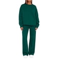 thumbnail image 3 of VV AVEORS Sweatsuits Women 2 Piece Outfit Oversized Sweatshirt Matching Wide Leg Sweatpants Y2K Baggy Track Suits Travel Lounge Fashion Set Dark Green L, 3 of 8
