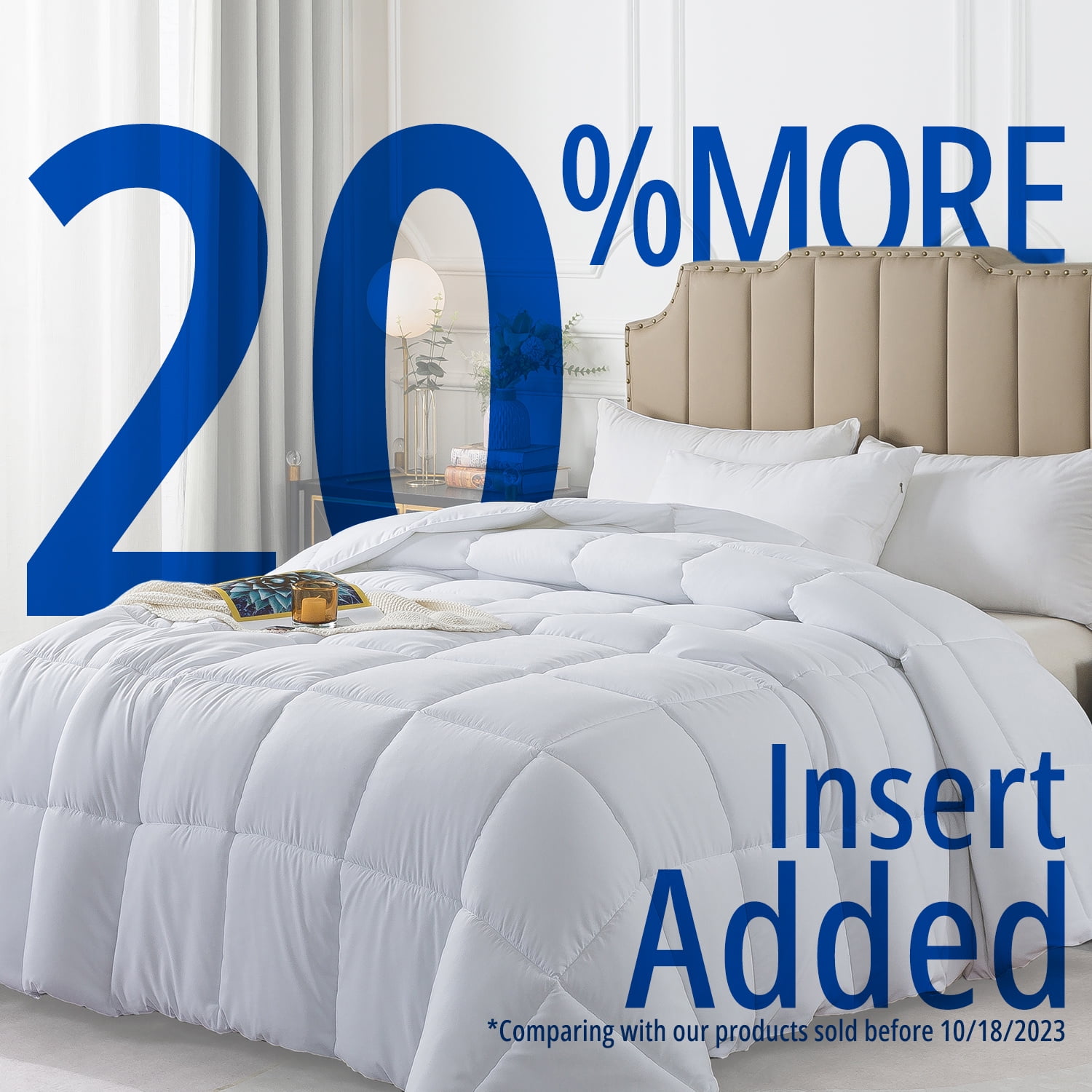 IGI Full/Queen Comforter, White | All Season Hotel Down Alternative Duvet Insert, Adult, Unisex, 88x92in