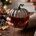 thumbnail image 7 of Halloween Pumpkin Glass Cup, Beverage Serving with Lid, Glass, for Party Tables and Home Bars, Pumpkin-Face Shaped Glass Design, Lidded Tumbler, 7 of 7