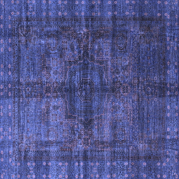 Ahgly Company Indoor Square Oriental Blue Modern Area Rugs, 8' Square