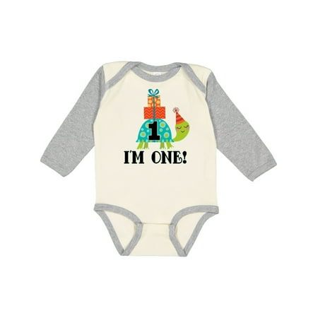 

Inktastic First Birthday Outfit Turtle 1 Year Old Gift Baby Boy or Baby Girl Long Sleeve Bodysuit