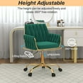 thumbnail image 4 of Velvet Home Office Chair, Modern Height Adjustable Cute Vanity Chair, 360° Swivel Makeup Chair Desk Chair with Golden Base and Hand Woven Backrest for Bedroom/Study/Vanity(Green), 4 of 16