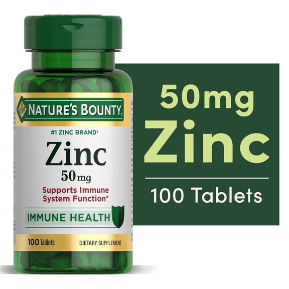 Nature's Bounty Zinc 50 mg Caplets, Immune Support Skin Health, Dietary Supplement, Non-GMO, 100 Count