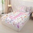 thumbnail image 2 of Homewish Girls Pink Flower Zipper Full Size Comforter Sets with Fitted Sheet and 2 Pillowcases,Garden Floral Zipper Bedding Set,Letter J,Pink Reversible,4-Piece, 2 of 7
