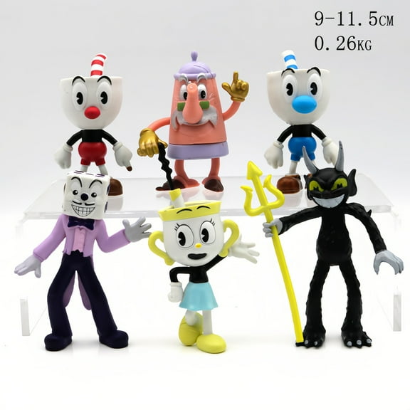 EYUCDVC 6 PcsThe Cuphead Show Figures Toys Set,Gift For Fans ,4-inch