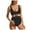 Black, variant on Maternity Ribbed Two-Piece Swimsuit Front Knot Crop Top Bikini High Waisted Pregnancy Bathing Suit(Black,M)
